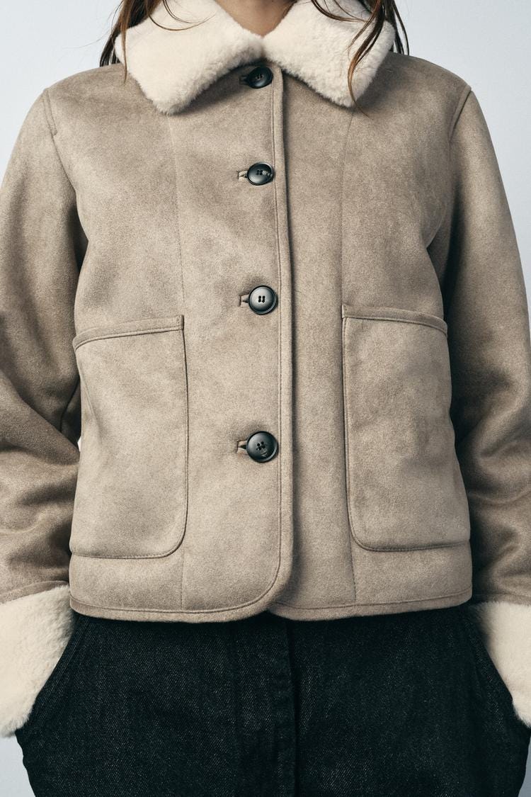 Zara ZW COLLECTION DOUBLE-FACED JACKET - Taupe gray - Image 6