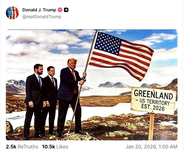 AI JD Vance, Marco Rubio and Trump planting a US Territory flag on Greenland