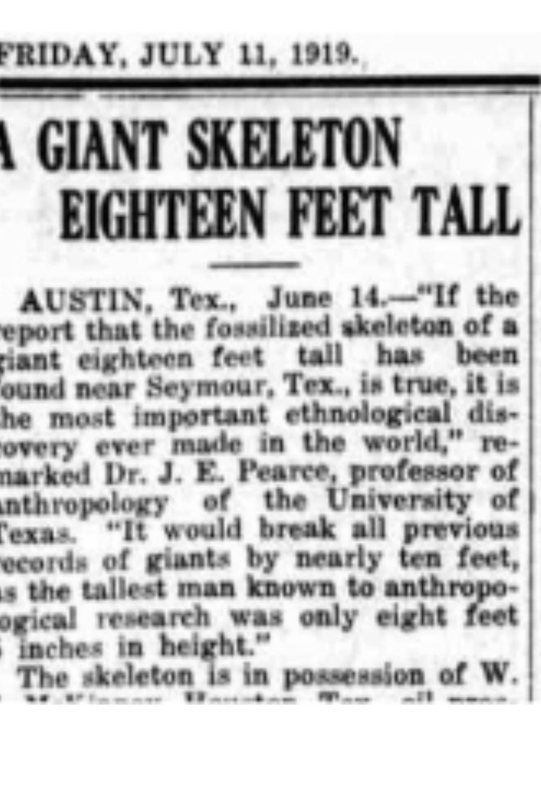 Newspaper article from 1919 describing an 18 ft tall human skeleton. : r/oddlyterrifying Newspaper article from 1919 describing an 18 ft tall human skeleton. : r/oddlyterrifying