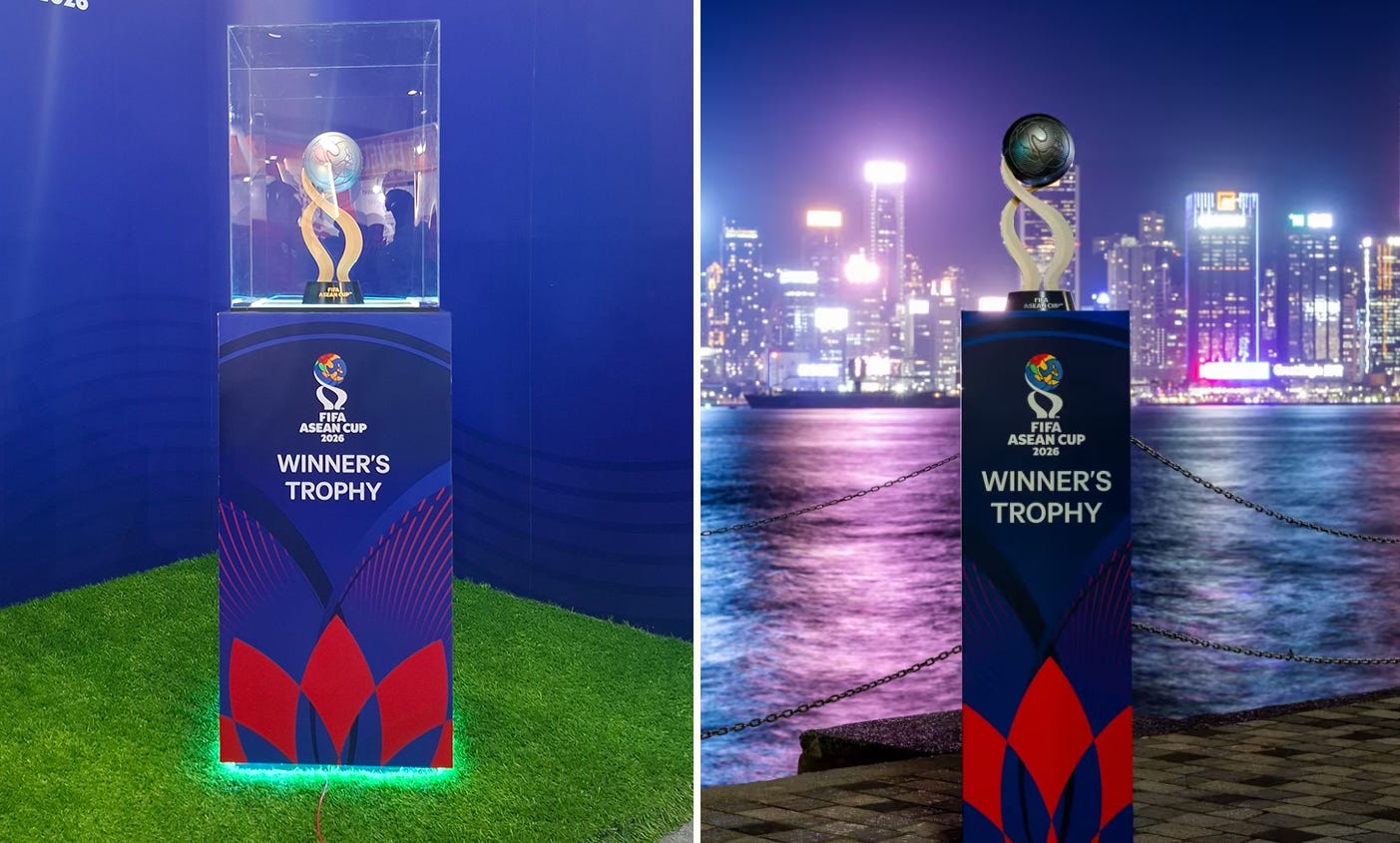 Two FIFA ASEAN Cup trophies are unveiled by FIFA on Friday (9/11): the Premier Division trophy, which will be hosted by Indonesia (left), and the Challenge Division trophy, which will be hosted by Hong Kong, China (right) Two FIFA ASEAN Cup trophies are unveiled by FIFA on Friday (9/11): the Premier Division trophy, which will be hosted by Indonesia (left), and the Challenge Division trophy, which will be hosted by Hong Kong, China (right)