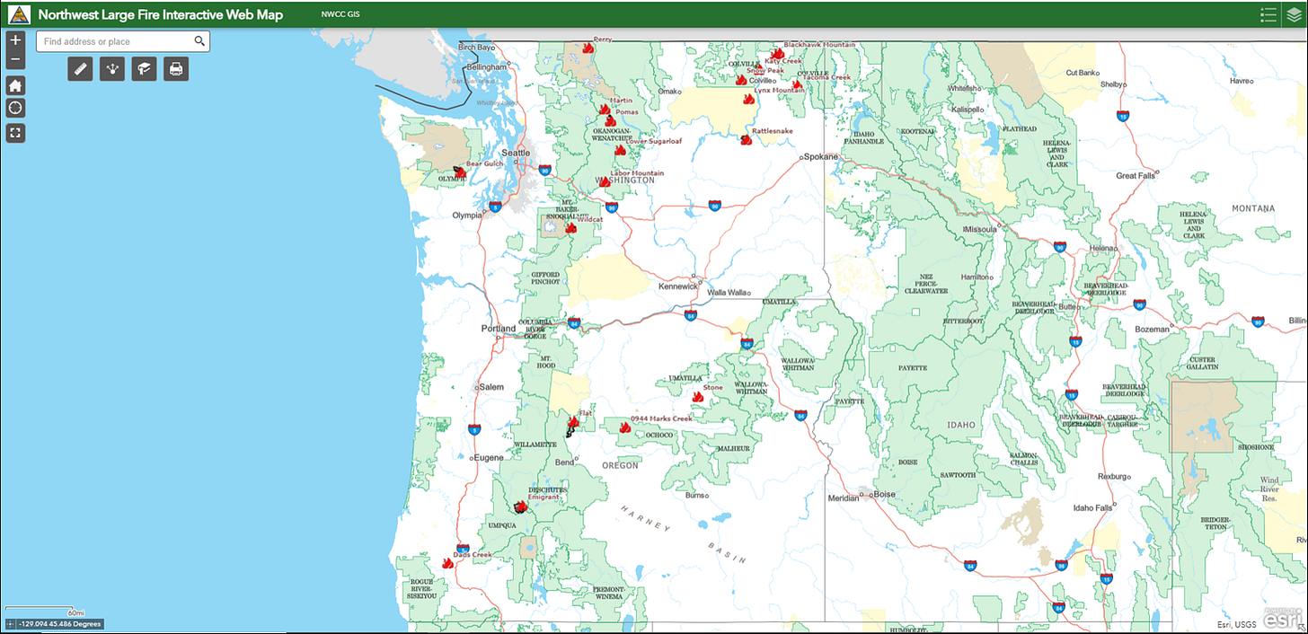 Pacific Northwest fire map. Source: NWGC.
