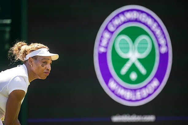 June 27: Serena Williams of the United States during practice on Court Twelve as she prepares for the Wimbledon Lawn Tennis Championships at the All...