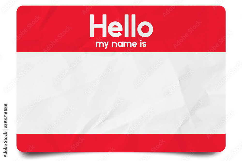 Red hello my name is name tag blank template Red hello my name is name tag blank template