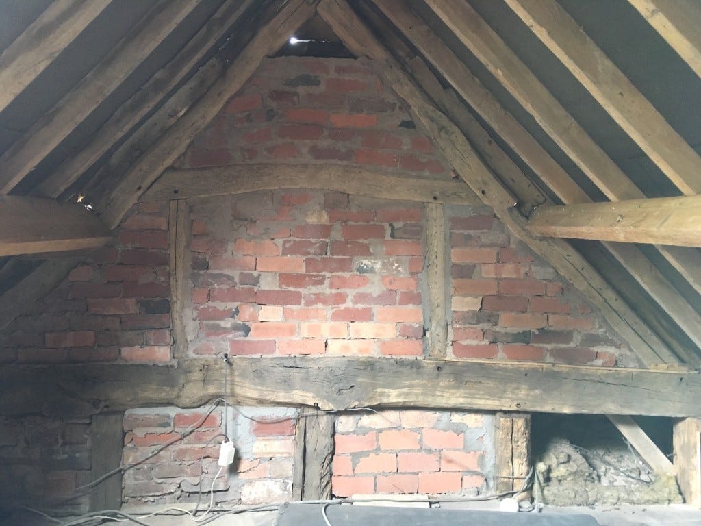 Sandblasted bricks and timbers