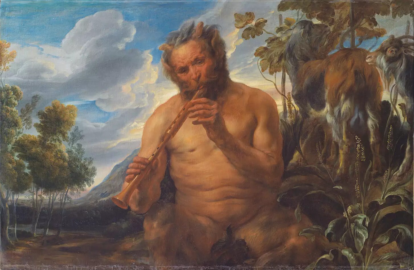 Painting of Satyr Playing the Pipe by Jordaens