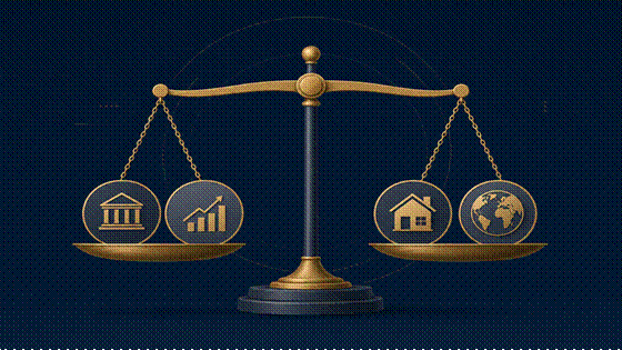 Title: Permanent portfolio header image - Description: Balance scale visual, four-bucket allocation theme Title: Permanent portfolio header image - Description: Balance scale visual, four-bucket allocation theme