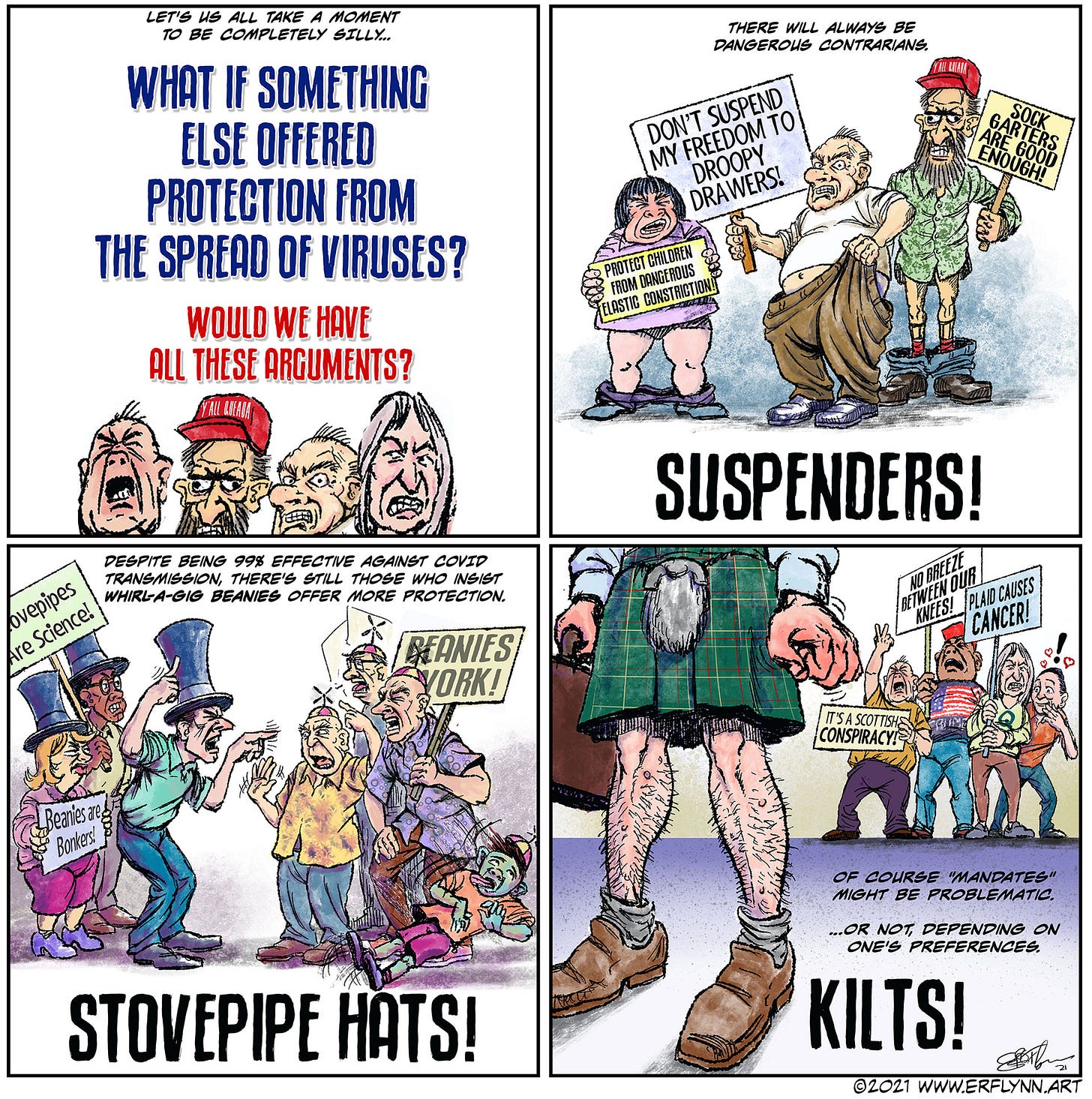 A cartoon by ER flynn that satires anti-maskers. A cartoon by ER flynn that satires anti-maskers.