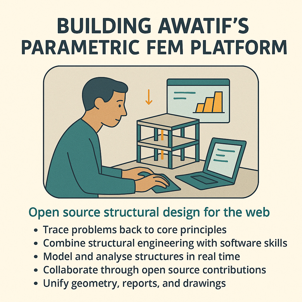 Image showing Awatif’s open-source parametric FEM platform for AEC tech, enabling real-time modeling, analysis, and collaboration
