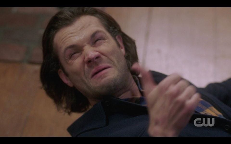 Sam Winchester licking shirt sleeves after peppers Sam Winchester licking shirt sleeves after peppers