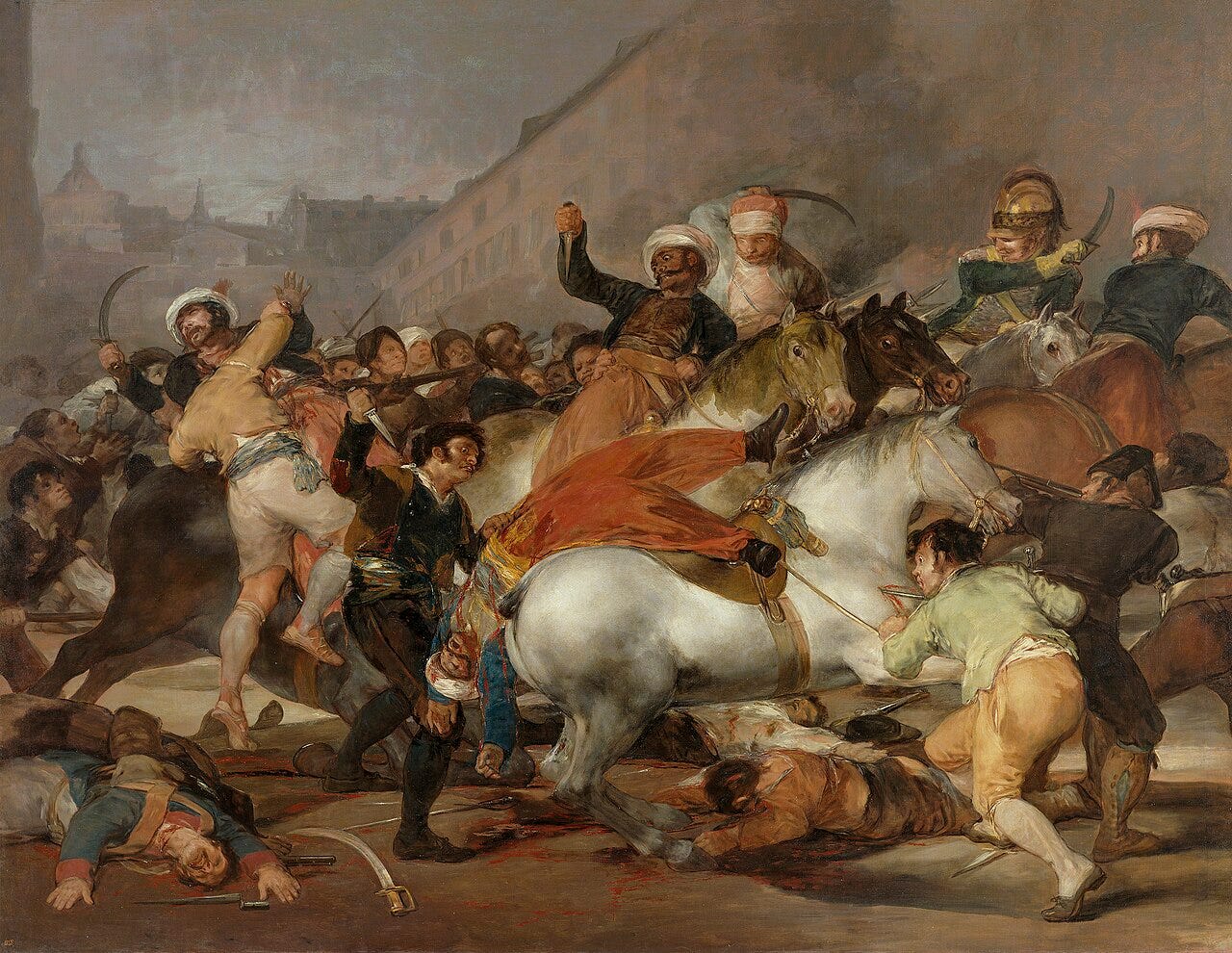Goya's The Second of May 1808, chaotic street fighting in Madrid the day before the executions Goya's The Second of May 1808, chaotic street fighting in Madrid the day before the executions