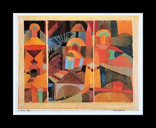 PAUL KLEE • 'Temple Gardens' - Custom Matted & Framed Art Print - Picture 1 of 1 PAUL KLEE • 'Temple Gardens' - Custom Matted & Framed Art Print - Picture 1 of 1