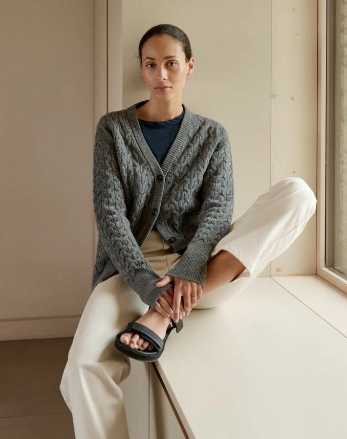 The CABLE CARDIGAN - Atlantic Grey / High Summer Sale