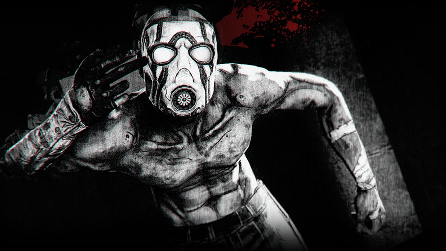 Wallpaper Blood, Mask, Borderlands, Black and White, Psycho, Crazy for  mobile and desktop, section игры, resolution 1920x1080 - download
