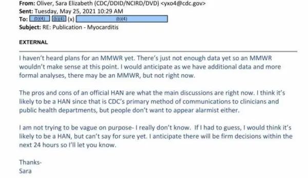 An internal CDC email. (The Epoch Times) An internal CDC email. (The Epoch Times)