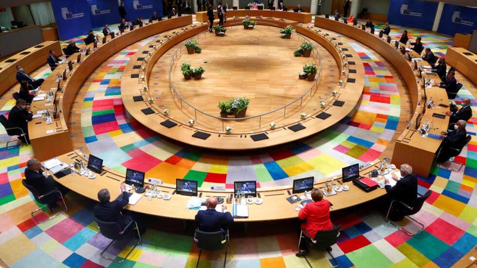 Du 1er janvier au 30 juin 2022, la France exercera pour six mois la 13e présidence du Conseil de l’Union européenne (PFUE). Photo du 17 juillet 2020.