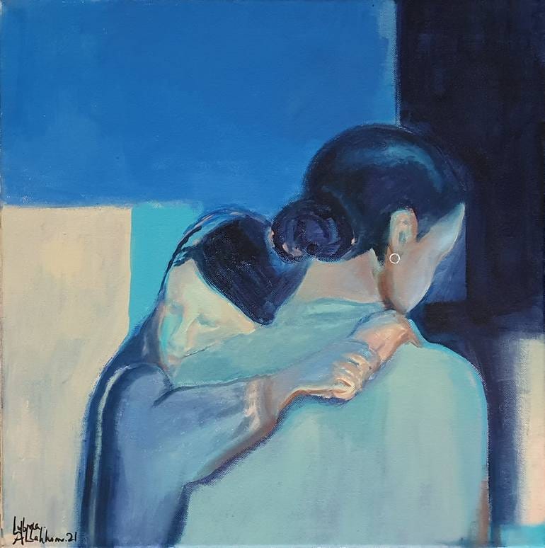 Mother & daughter Painting by Lubna Al-Lahham | Saatchi Art Germany