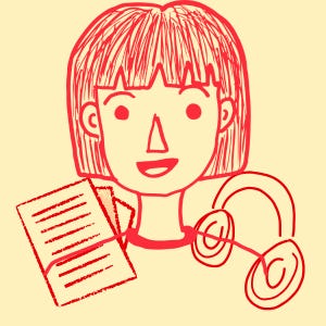 Uma mulher e uma newsletter logo