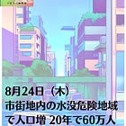 8月24日(木)市街地内の水没危険地域で人口増 20年で60万人
