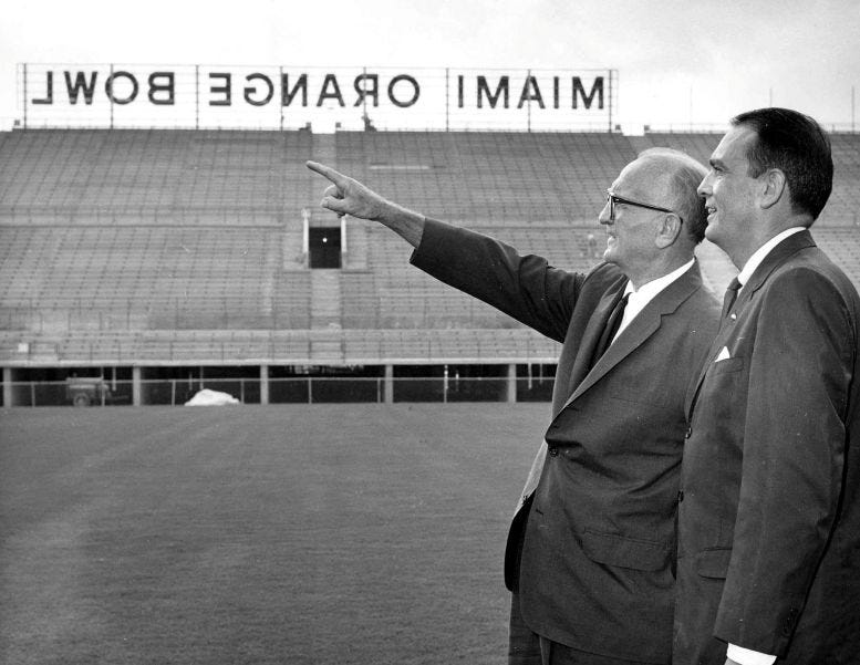 Earnie Seiler giving a tour of the Orange Bowl. Earnie Seiler giving a tour of the Orange Bowl.