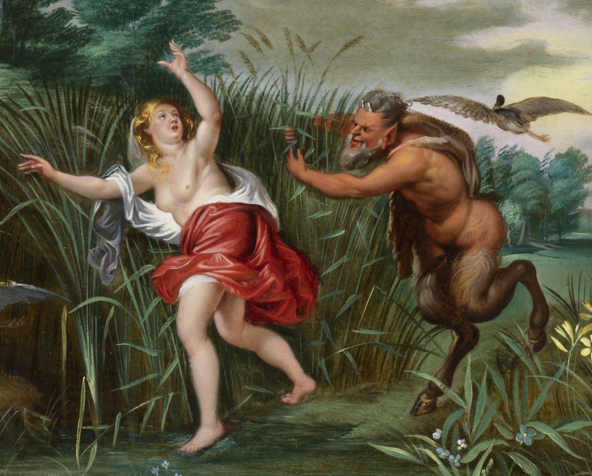 Pan and Syrinx - Workshop of Jan Brueghel the Younger - Ref.97002 Pan and Syrinx - Workshop of Jan Brueghel the Younger - Ref.97002