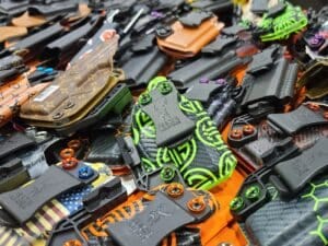 Holsters for sale at a December 2023 Virginia gun show
