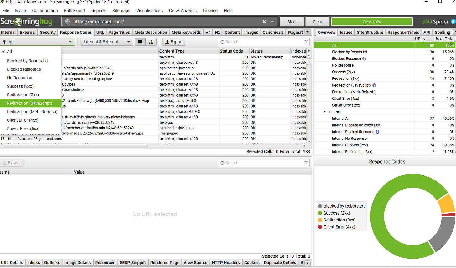 Find JS redirect in Screaming Frog Find JS redirect in Screaming Frog