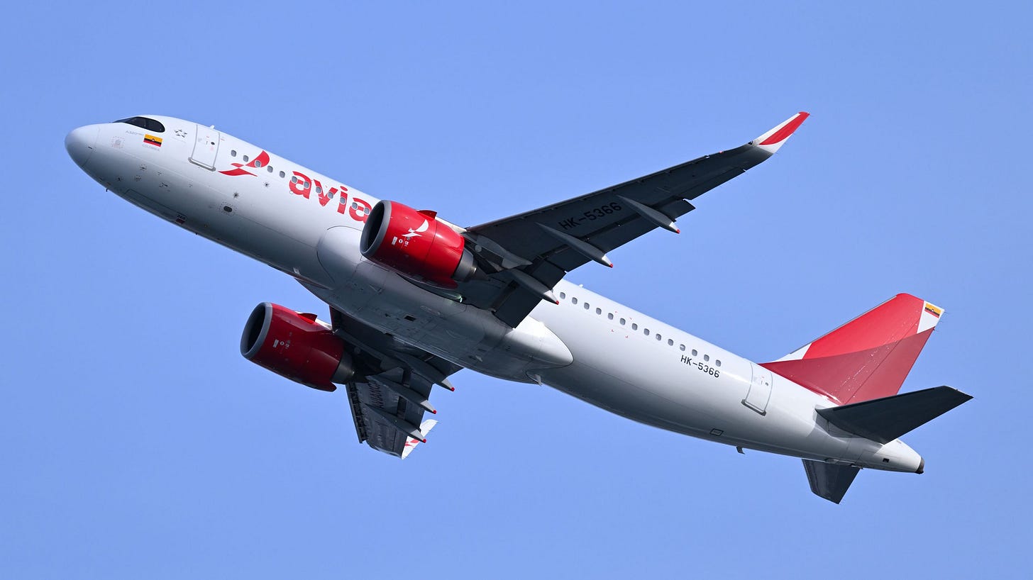 Avianca Airbus A320neo departing Boston