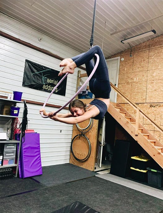 Student “hanging out” at Aerial Addicts Student “hanging out” at Aerial Addicts