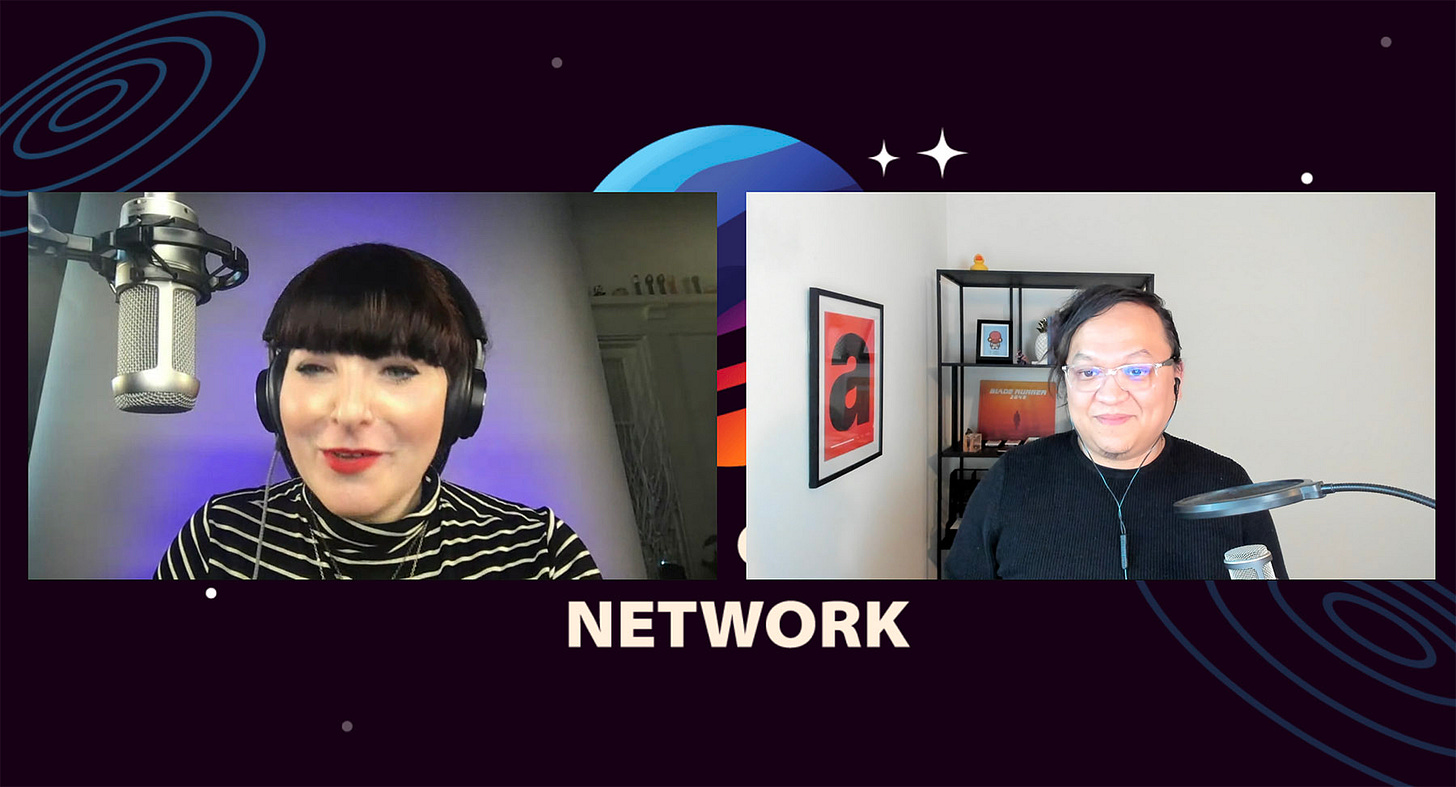 Photo of David and Andi on a YouTube stream.