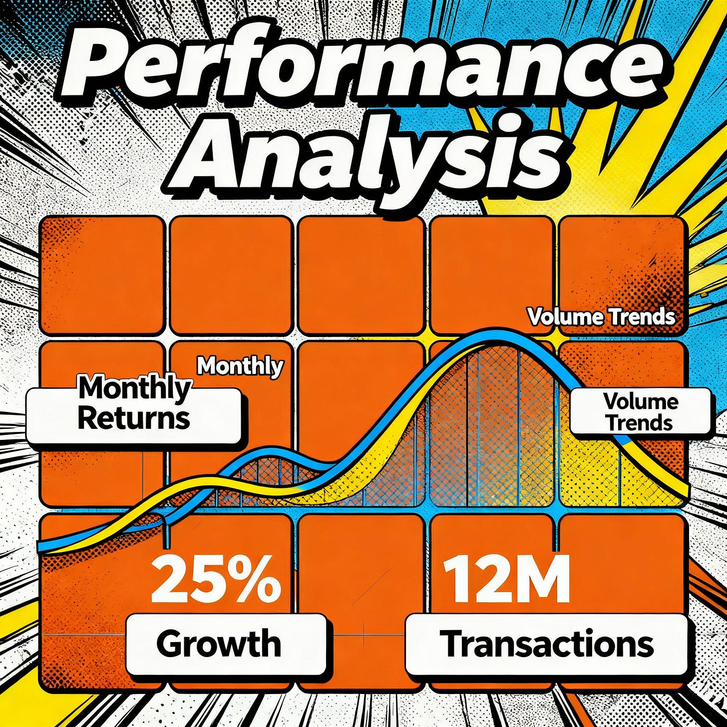 Dashboard d'analyse de performance avec zone orange de stabilité et courbe asymptotique