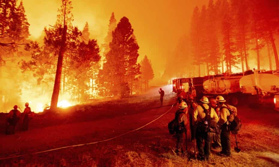 A fire rages in the Eldorado National Forest in the Sierra Nevada mountain range in California in August A fire rages in the Eldorado National Forest in the Sierra Nevada mountain range in California in August