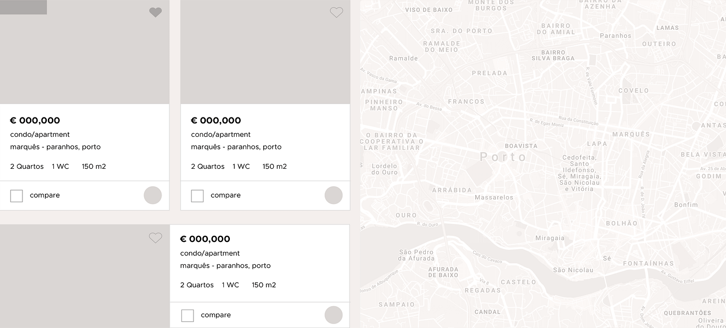 wireframes for real estate web experience