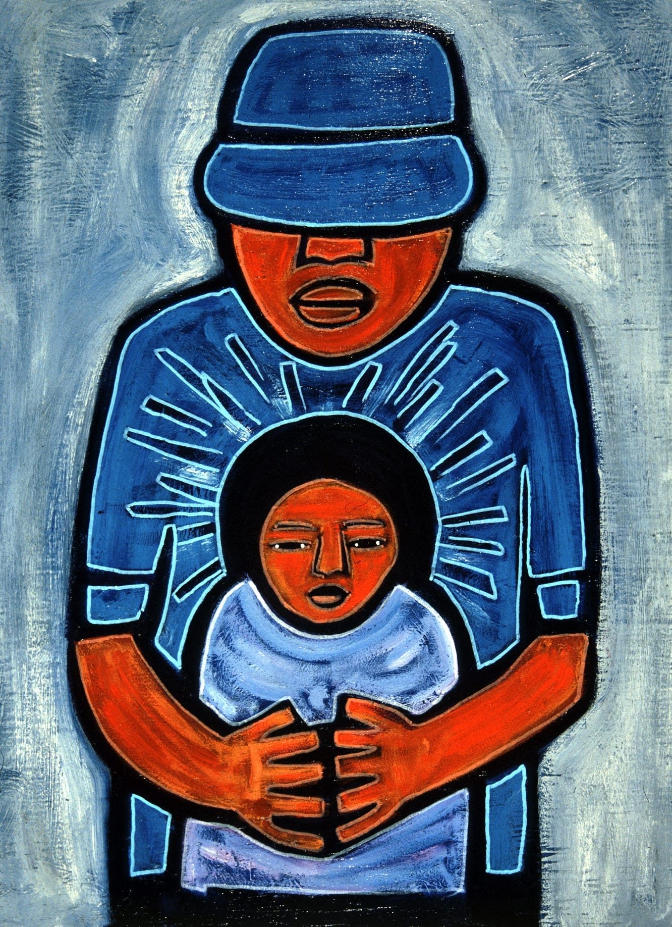 A person holding a child

Description automatically generated