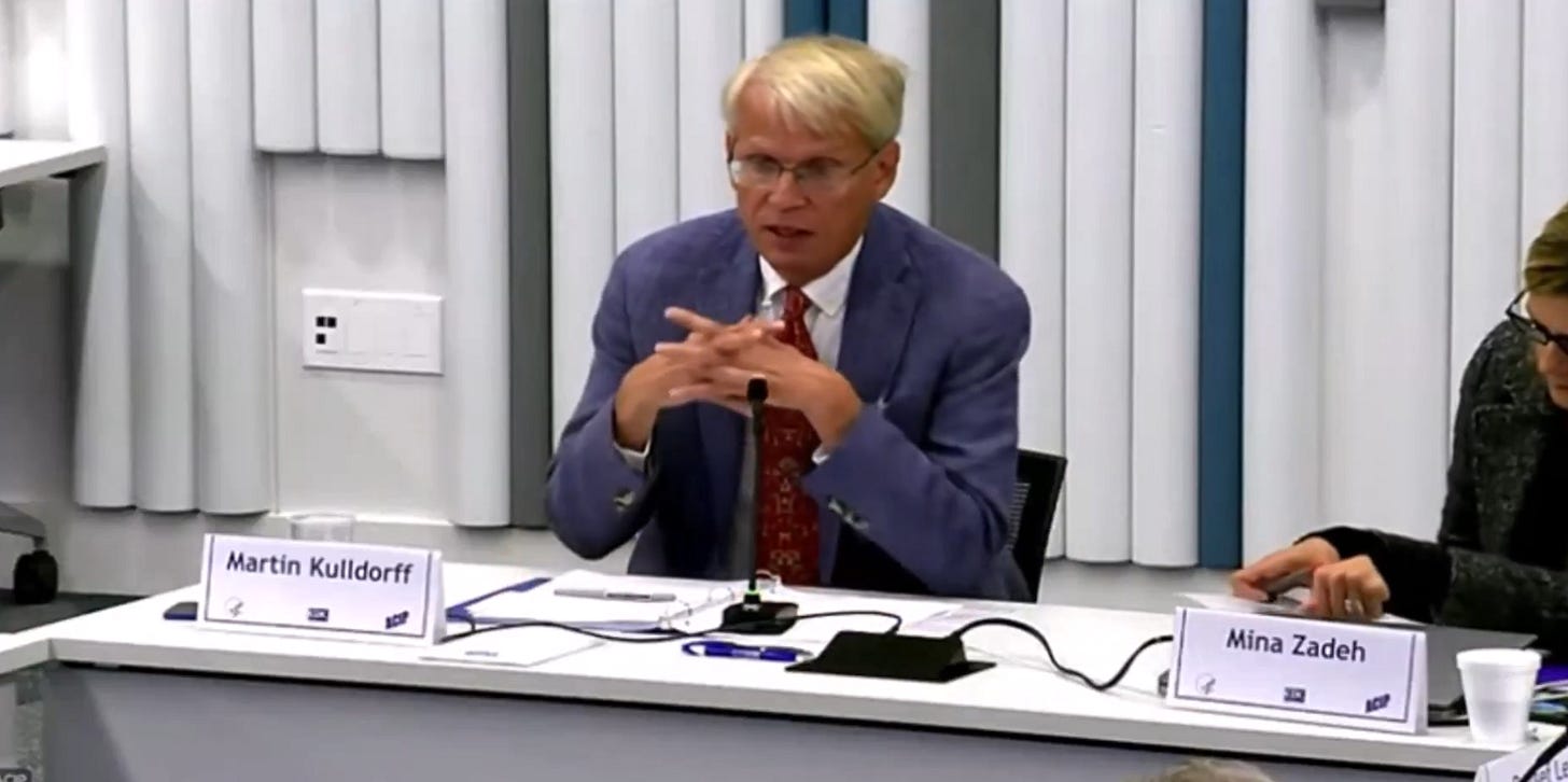 Martin Kulldorff speaking at last week's ACIP meeting Martin Kulldorff speaking at last week's ACIP meeting