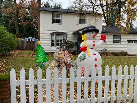 Photos of holiday decorations and farm animals