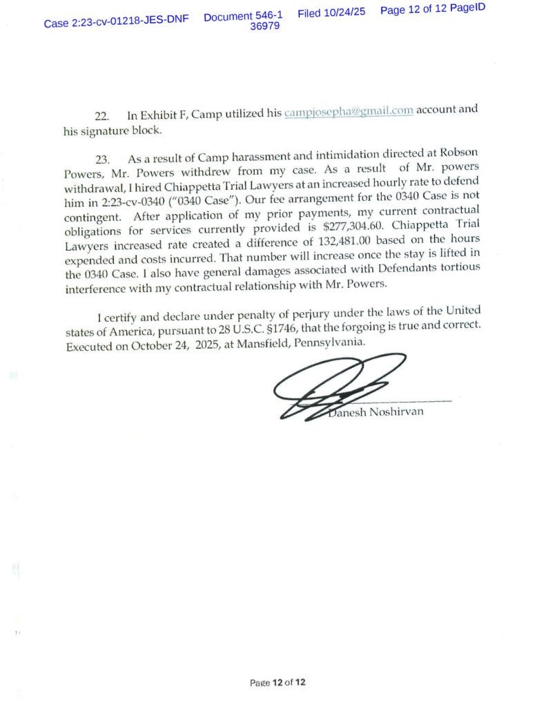 Danesh Dishonest Affidavit 12