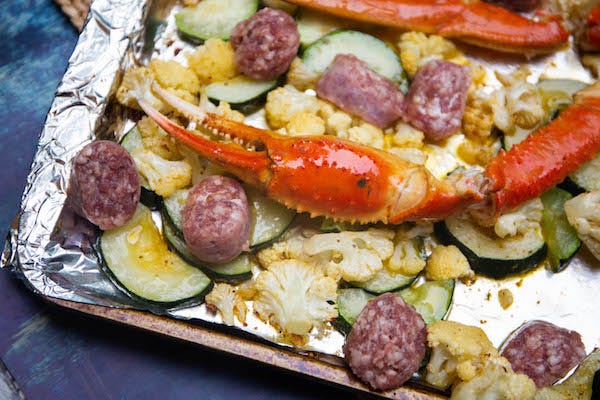 Sheet-Pan Cajun Crab Legs and Veggies