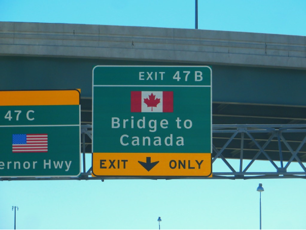 Exit to Ambassador Bridge, Detroit, Michigan