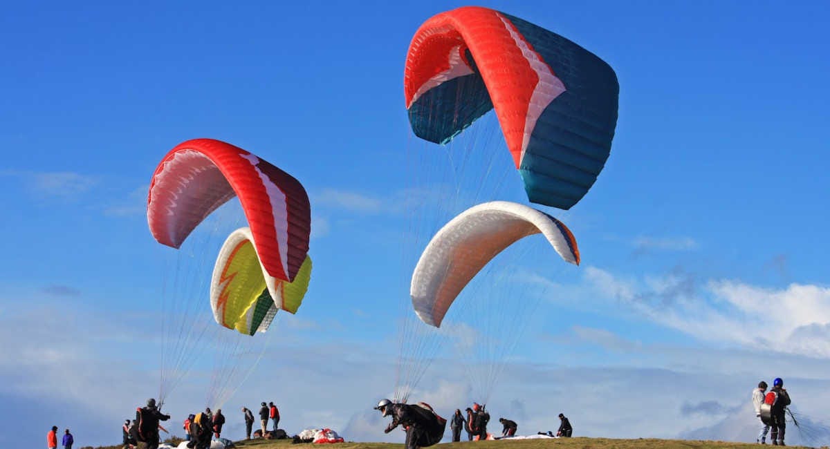 kite surfers and kites flying kite surfers and kites flying