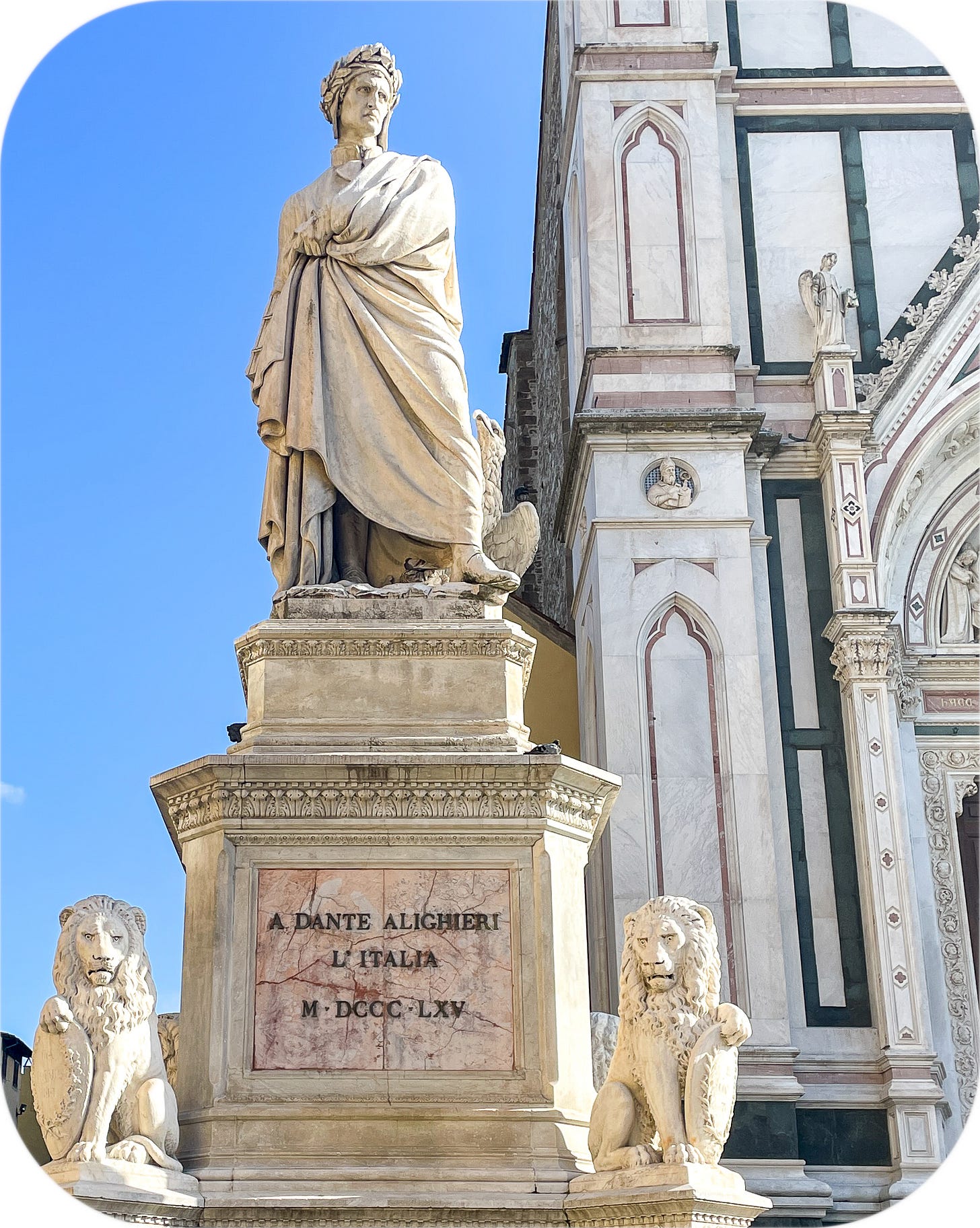 Sculpture of Dante outside of Santa Croce, Florence