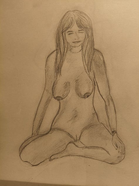 life drawings of a nude female
