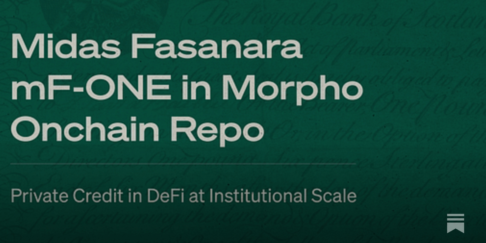 Midas Fasanara mF-ONE in Morpho Onchain Repo