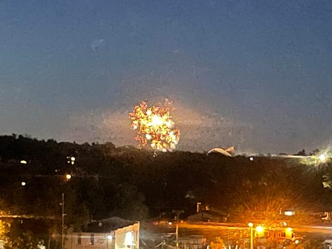my photos of our campsite that looks over the city and some of the fireworks displays.