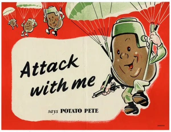 WWII Lithograph Print: Attack with me says Potato Pete. Art Prints, Posters  & Puzzles from Granger