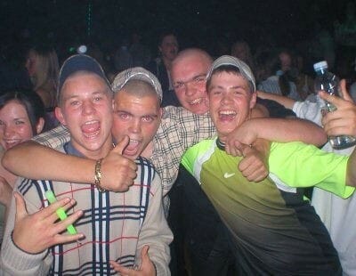 A group of young White men in England (colloquially referred to as "chavs") donned all in Burberry in the early 2000s