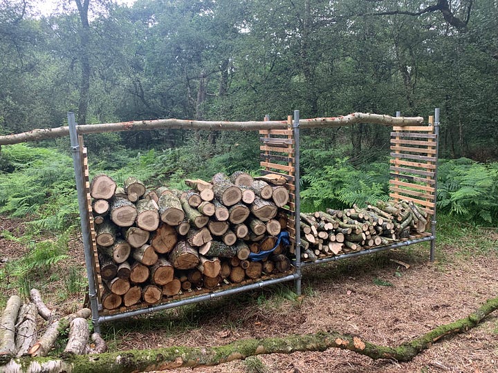 Before I started work and after I finished work. Much firewood was produced but there's more to process.