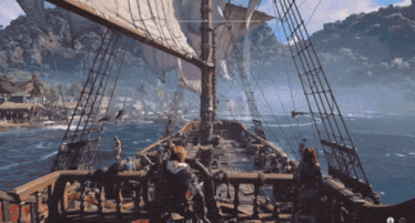 a screenshot of a video game shows a boat in the ocean a screenshot of a video game shows a boat in the ocean