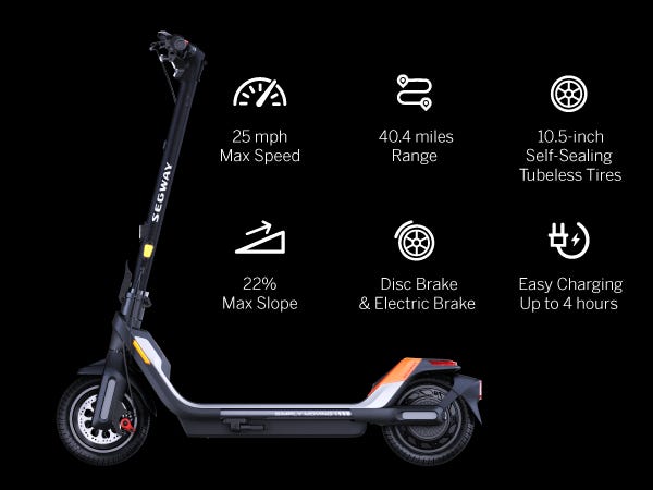 Segway Ninebot P100S/P65 Electric KickScooter, 1350W & 500W Motor,  40.4-62.1 Miles Long Range & 25-30 MPH, w/t 10.5" Tires, Disc Brake &  Electric ...