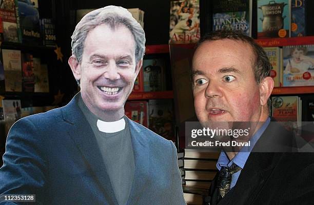 Ian Hislop with cardboard cut out of Tony Blair during Ian Hislop... News  Photo - Getty Images