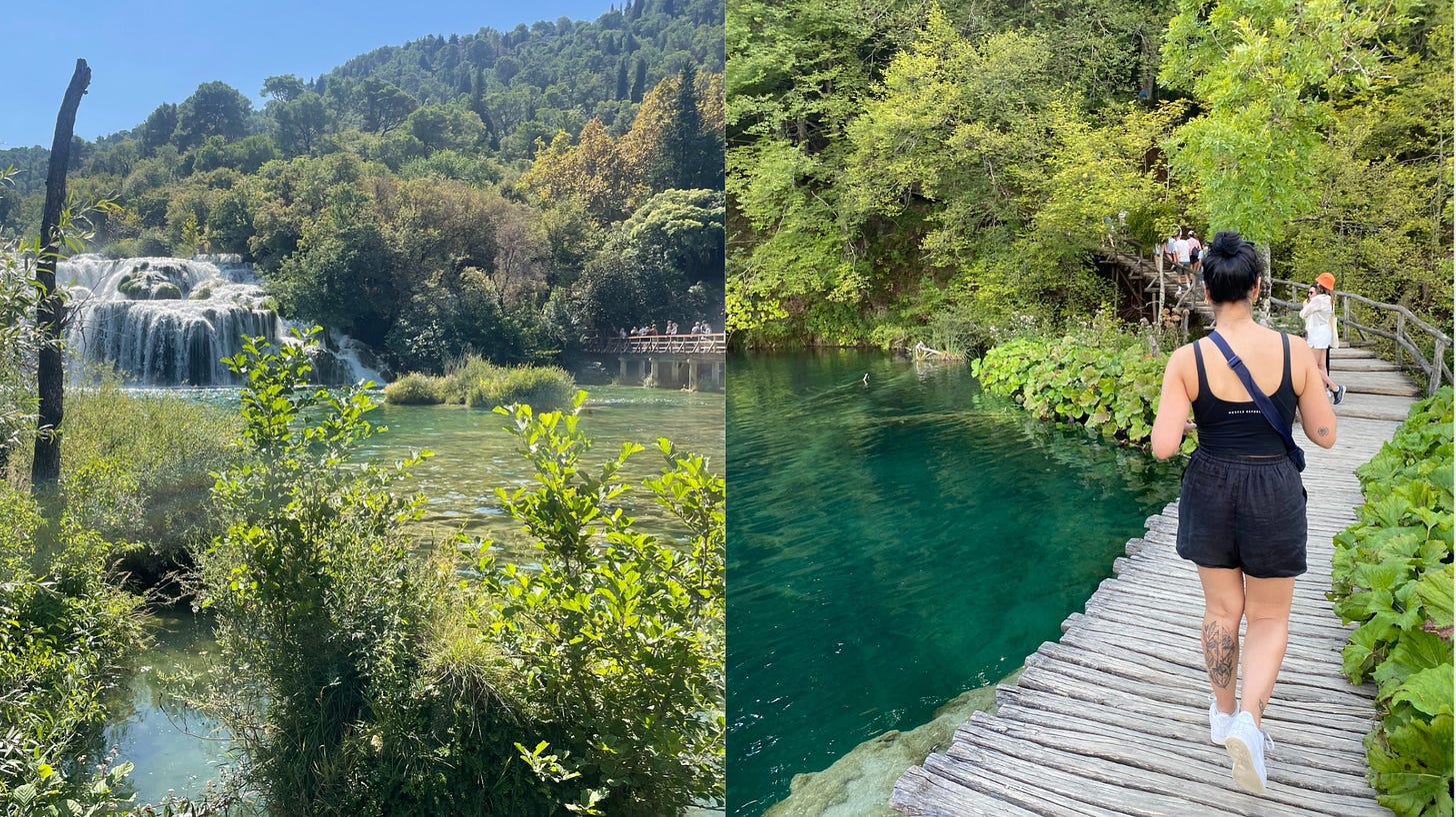 luscious greenery surrounding clear water and waterfalls from croatia